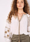 Aztec Embroidered Blouse, White, large