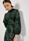 Floral Knitted Midi Dress, Green, large