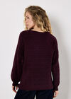 Cable Stripe Batwing Aran Jumper, Purple, large