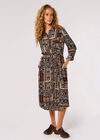 Ikat Patchwork Midaxi Dress, Navy, large