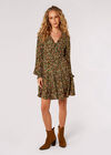 Ditsy Floral Tiered Mini Dress, Green, large