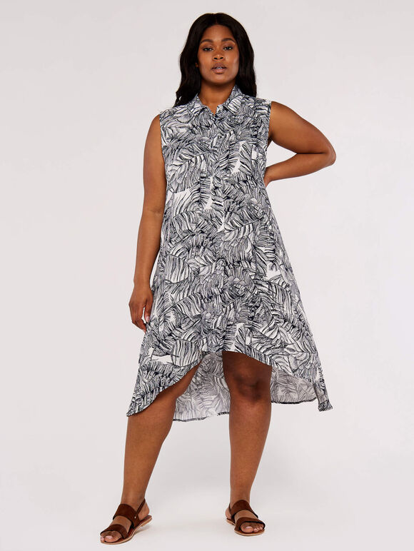 Curve Leaf High-Low Dress, Navy, large