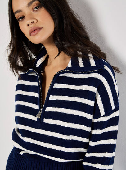 Zip Neck Stripe Jumper