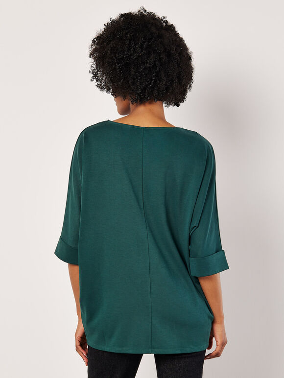 Jersey Knit Batwing Top, Green, large