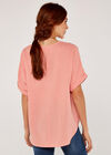 Textured Cotton Pleat Front Top, Pink, large