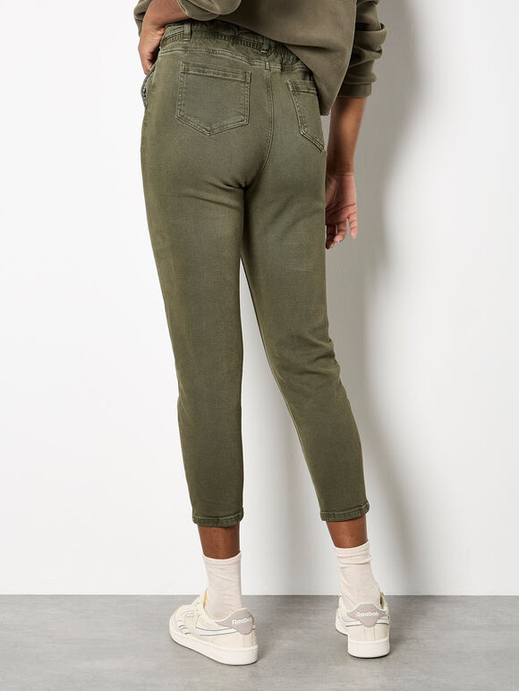 Freya Paper Bag Waist Crop Skinny Fit Jeans, Khaki, large