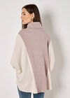 Colour Block Cowl Neck Top, Stone, large