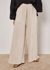 Wide Leg Linen Mix Trousers, Stone, large