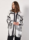 Graphic Squares Oversized Satin Shirt, Cream, large