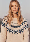 Fair Isle Chunky Knit Jumper, Stone, large