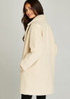 Cream Oversized Borg Fur Coat, Cream, large