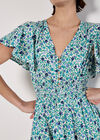 Watercolour Floral Midi Dress, Blue, large