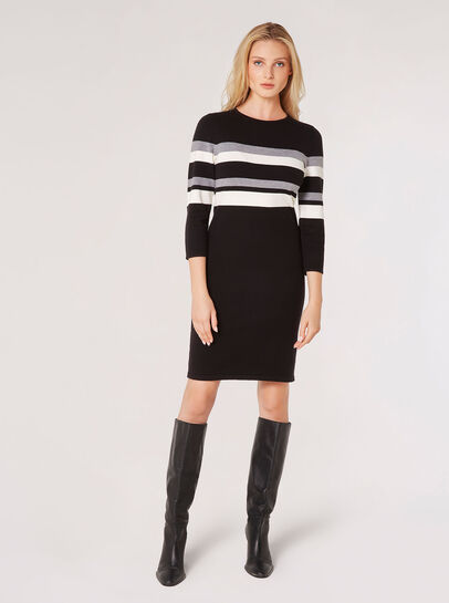 Striped Knitted Jumper Mini Dress