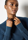 Mock Neck Ribbed Knit Jumper, Teal, large