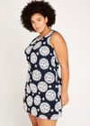Navy Kaleidoscope Rubber Stamp Shift Dress+, Navy, large