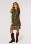 Ikat Tile Shirt Mini Dress, Khaki, large