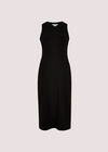 Ribbed Racer Midi Dress, Black, large