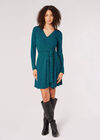 Geometric Diamond Wrap Mini Dress, Green, large