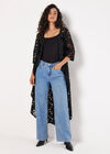 Guipure Lace High-Low Cardigan, Black, large