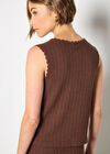 Pointelle Knit Waistcoat, Brown, large