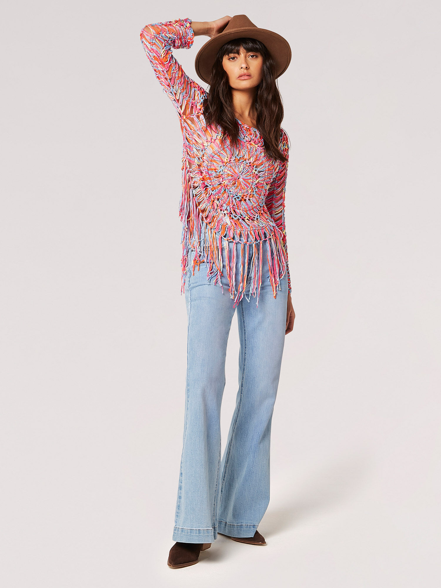 multi coloured crochet top