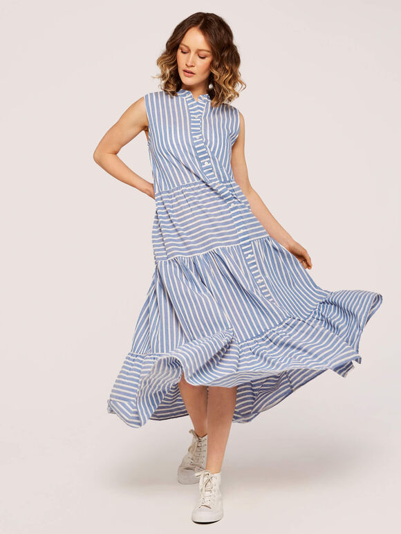 Multi Panel Stripe Dress, Blue, large