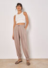 Linen Blend Woven Joggers, Brown, large