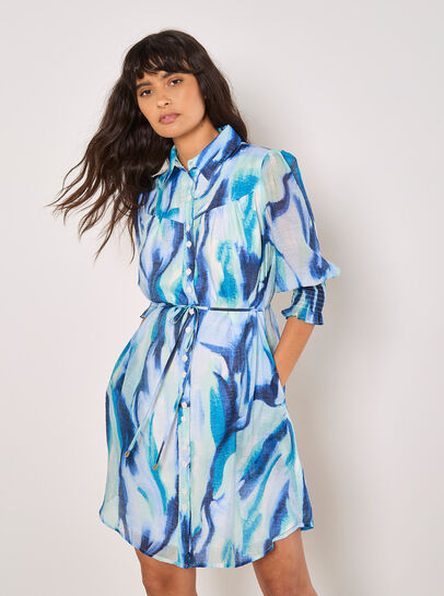 Painterly Swirls Shirt Mini Dress