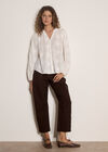 Floral Embroidered Cotton Blouse, White, large