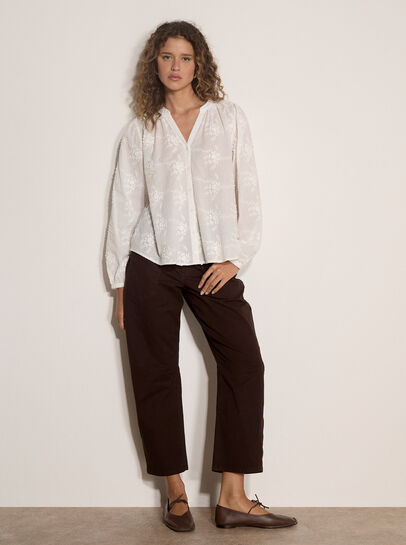 Floral Embroidered Cotton Blouse