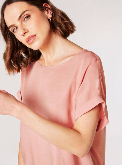 Rolled Sleeves Simple T-Shirt