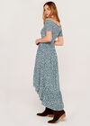 Vintage Ditsy Smock Bardot Dress, Aqua - Turquoise, large