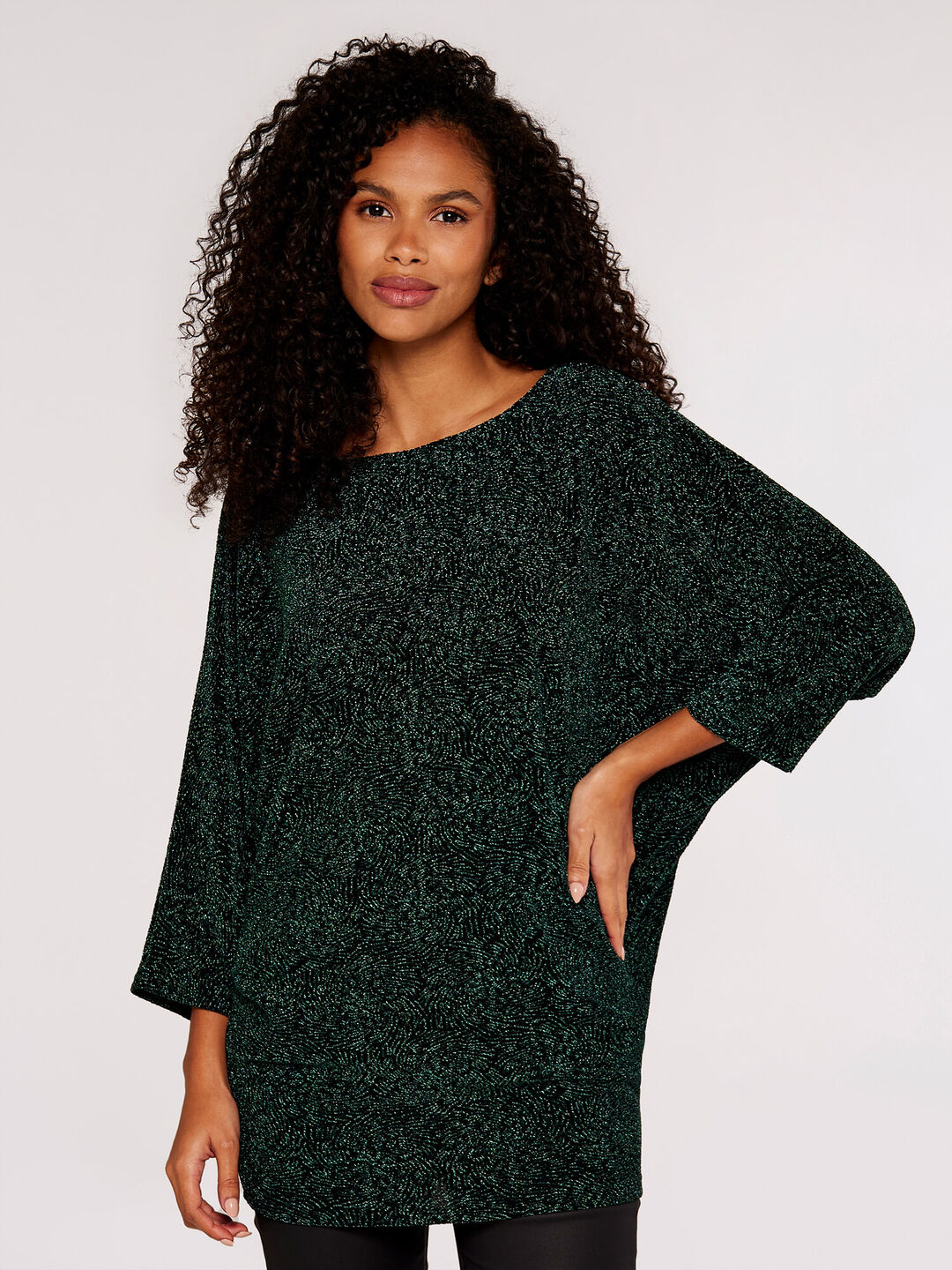 Image of Metallic Swirl Batwing Top