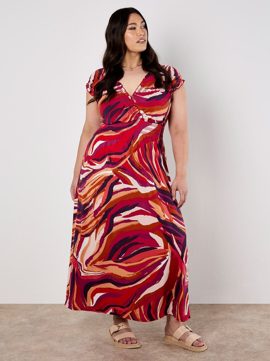 Curve Abstract Swirl Maxi  Dress
