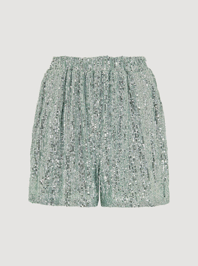 Sequin Embellished Shorts, Mint, large