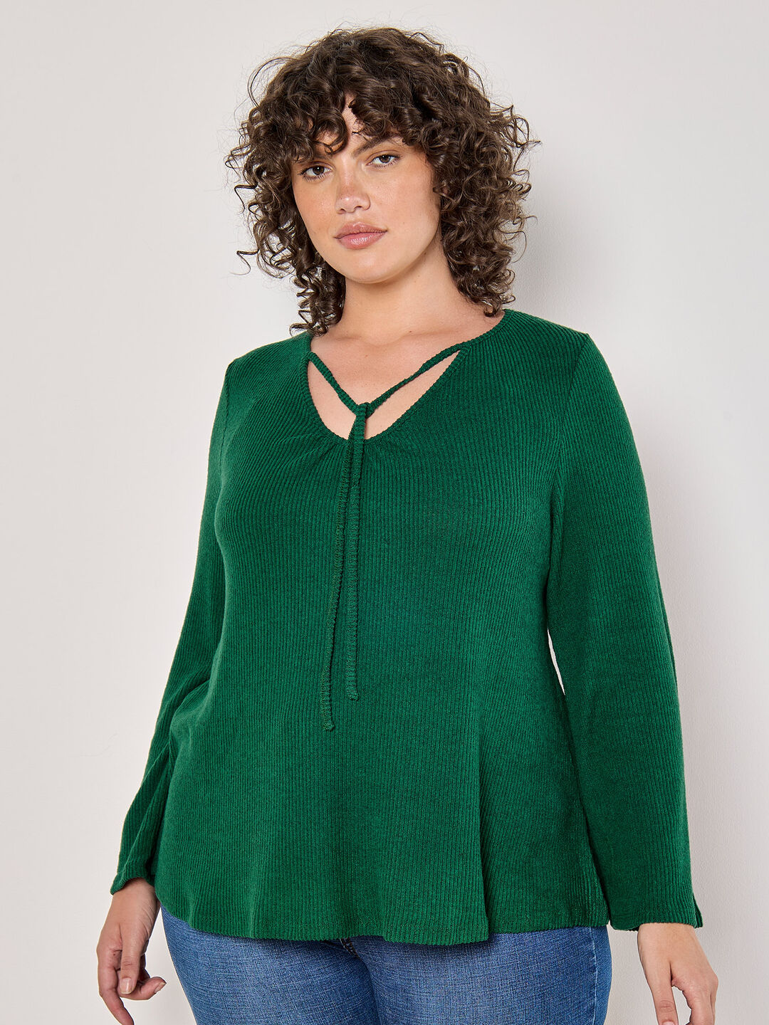 Image of Curve Ribbed Knit Top