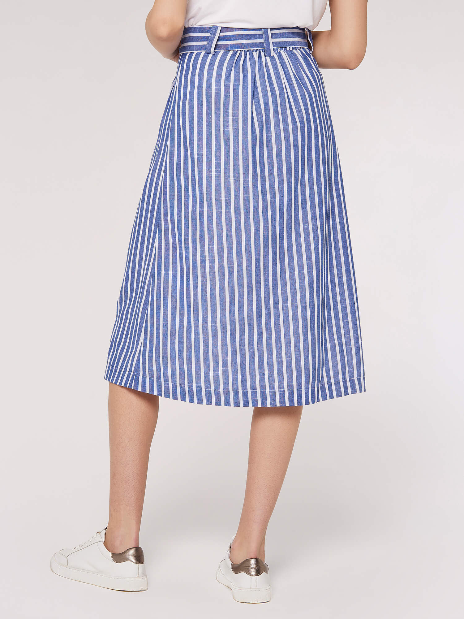 Striped Button Midi Skirt Apricot Clothing