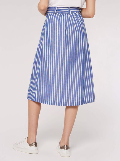 Striped Button Midi Skirt