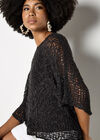 Mesh Popcorn Knit Kaftan Top, Dark Grey - Charcoal, large