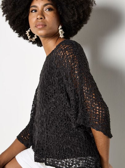 Mesh Popcorn Knit Kaftan Top