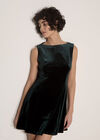Velvet Swing Mini Dress, Green, large