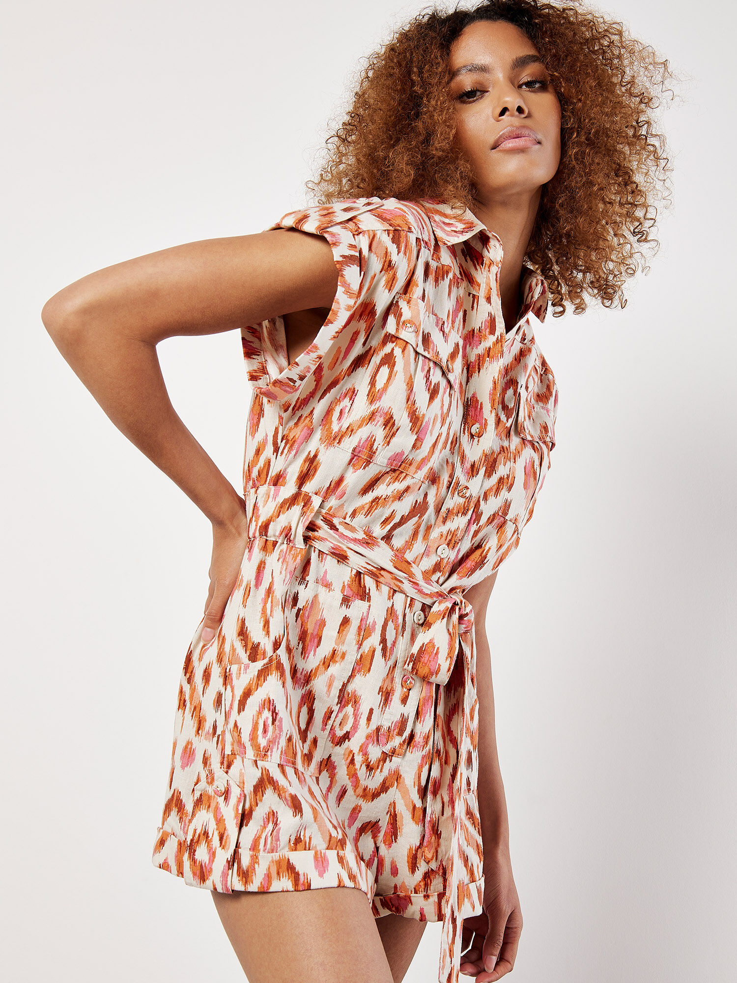 Orange print jumpsuit 2025