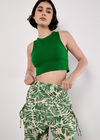 Tropical Leaf Print Tapered Joggers, Green, large