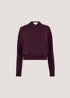 Soft Fine Knit Wrap Jumper, Burgundy, large