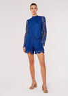 Scallop Lace Shorts, Blue, large