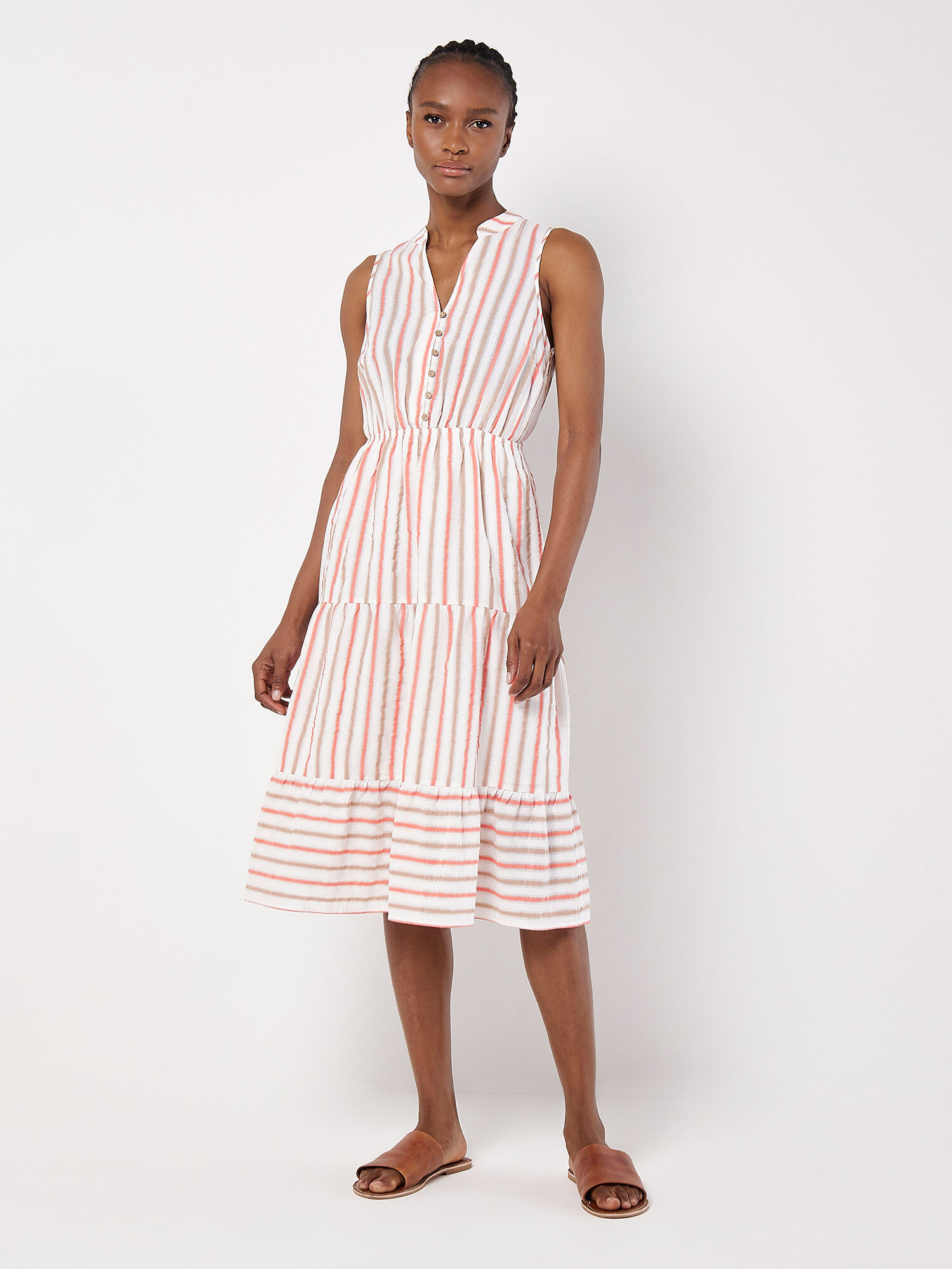 Apricot striped dress store