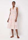 Tiered Stripe Midi Dress, Cream, large