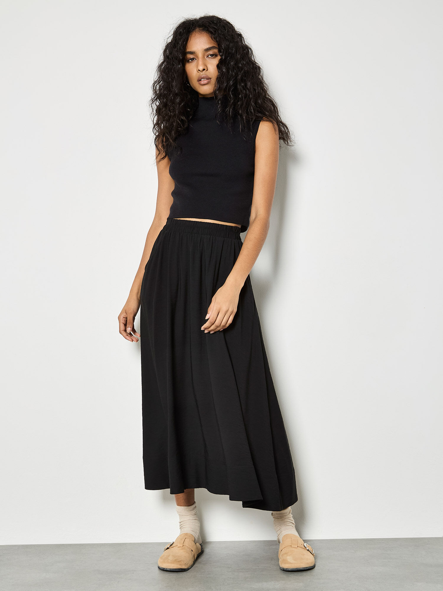 High Neck Knitted Crop Top | Apricot Clothing