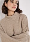 Oversized Fluffy Knit Jumper Mini Dress, Stone, large