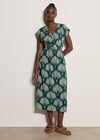 Fan Print Midaxi Dress, Green, large